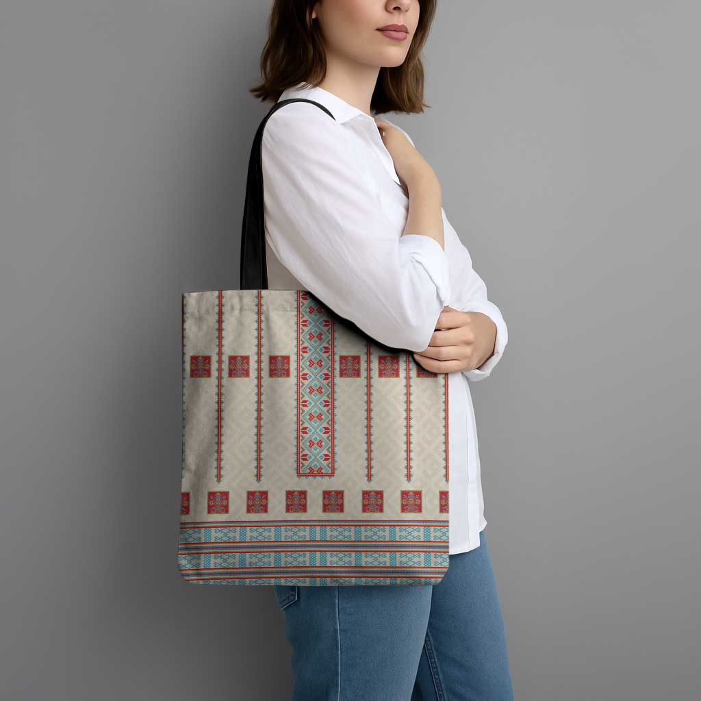 Lithuanian National Costume Tote Bag Traditional Folk Pattern - Wonder Print Shop