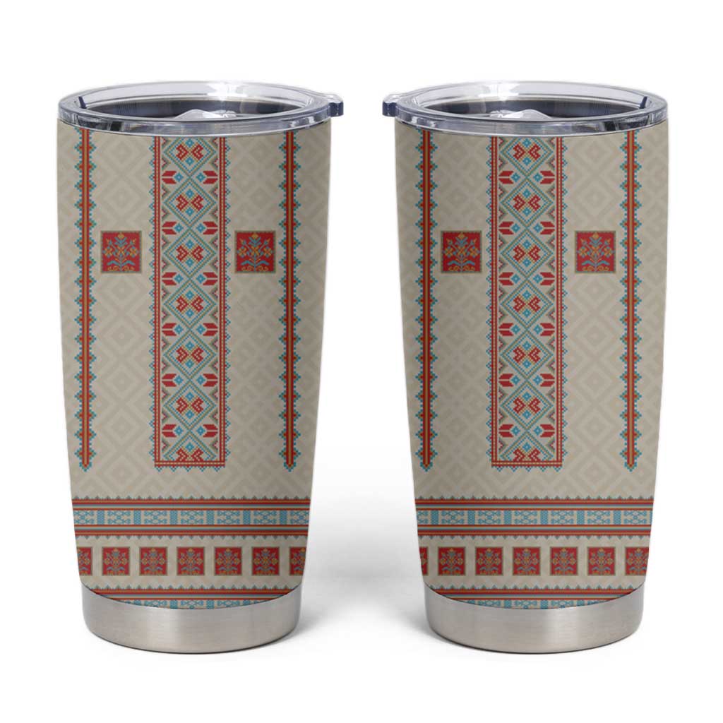 Lithuanian National Costume Tumbler Cup Traditional Folk Pattern - Wonder Print Shop