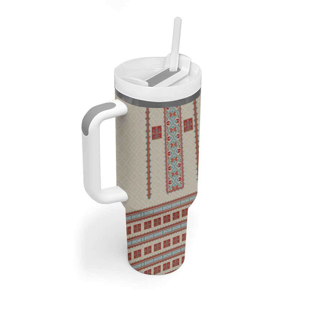 Lithuanian National Costume Tumbler With Handle Traditional Folk Pattern - Wonder Print Shop