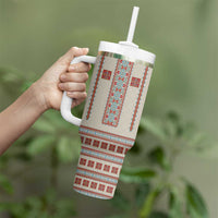 Lithuanian National Costume Tumbler With Handle Traditional Folk Pattern - Wonder Print Shop