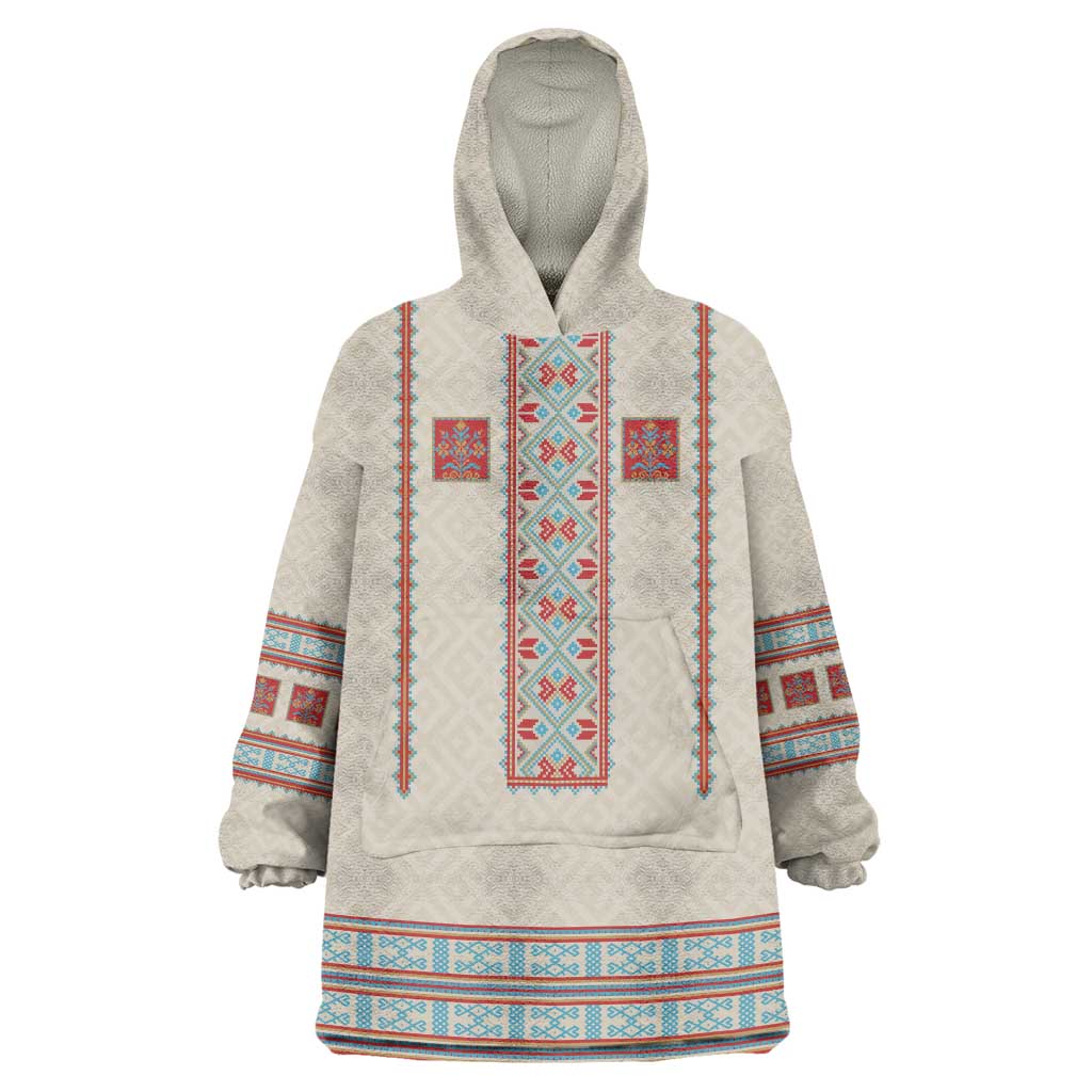 Lithuanian National Costume Wearable Blanket Hoodie Traditional Folk Pattern - Wonder Print Shop