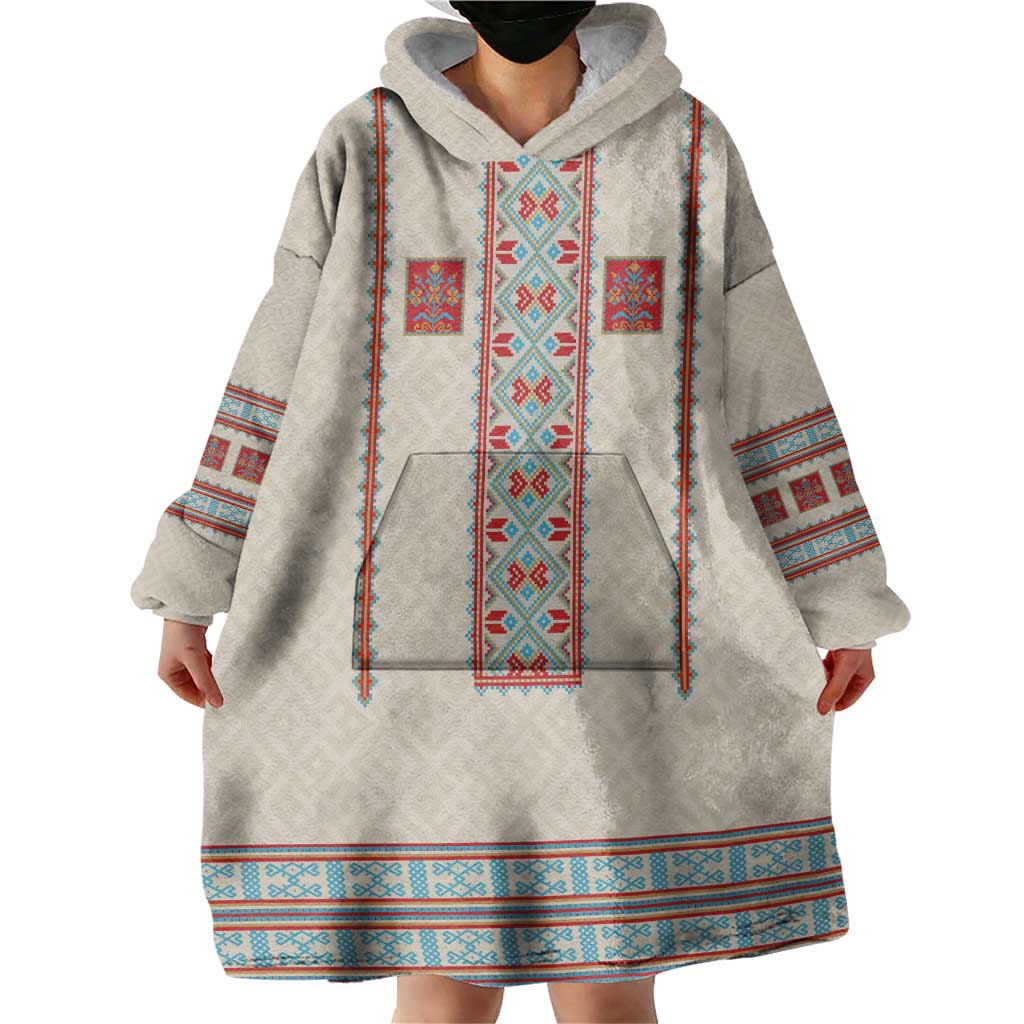 Lithuanian National Costume Wearable Blanket Hoodie Traditional Folk Pattern - Wonder Print Shop