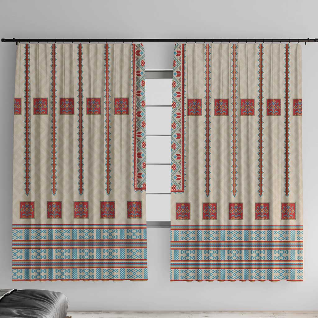 Lithuanian National Costume Window Curtain Traditional Folk Pattern - Wonder Print Shop