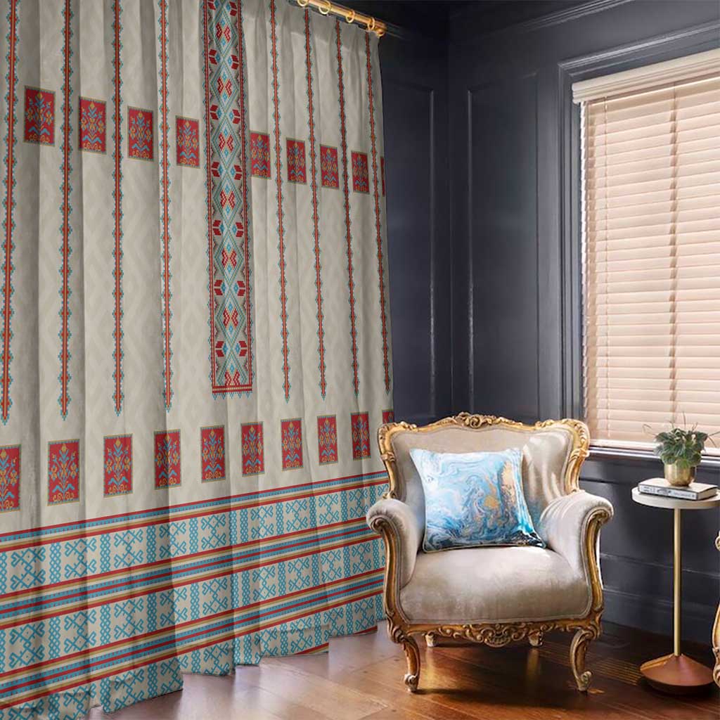 Lithuanian National Costume Window Curtain Traditional Folk Pattern - Wonder Print Shop