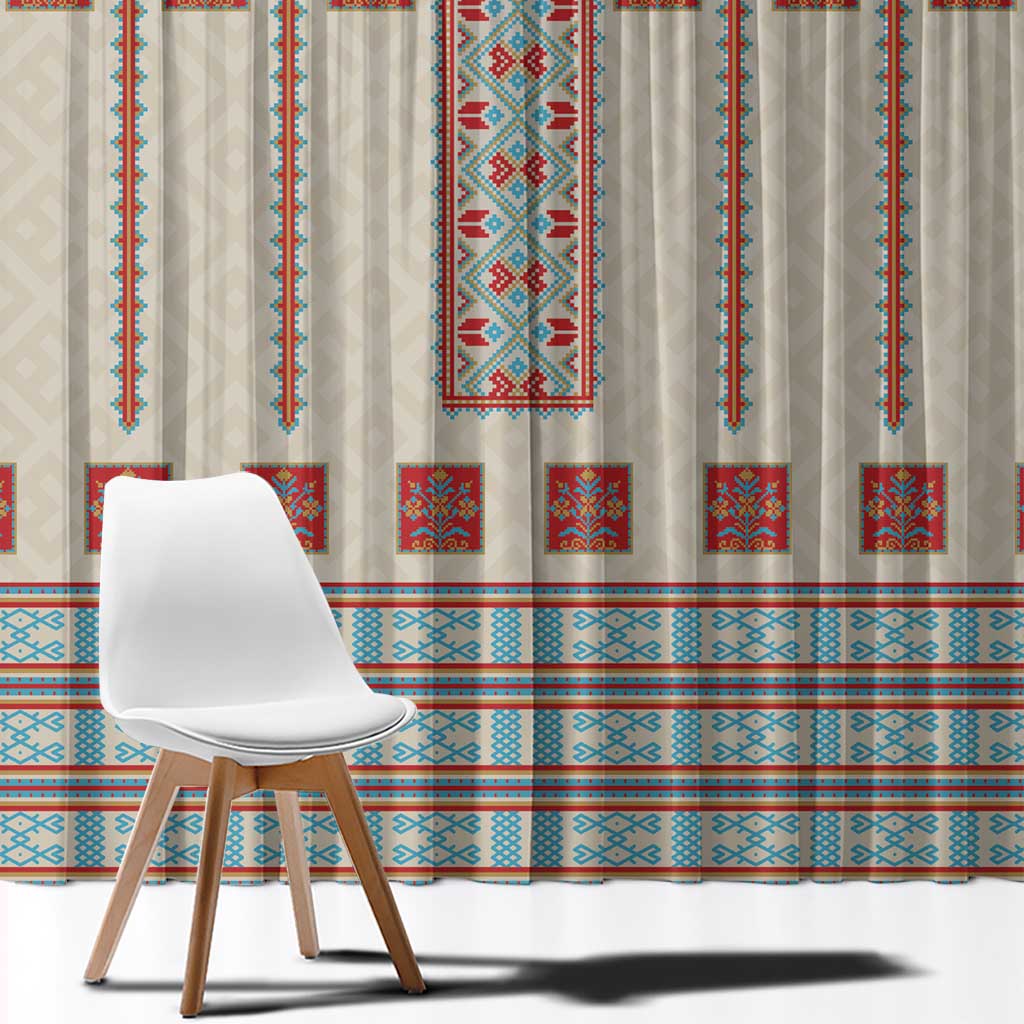 Lithuanian National Costume Window Curtain Traditional Folk Pattern - Wonder Print Shop