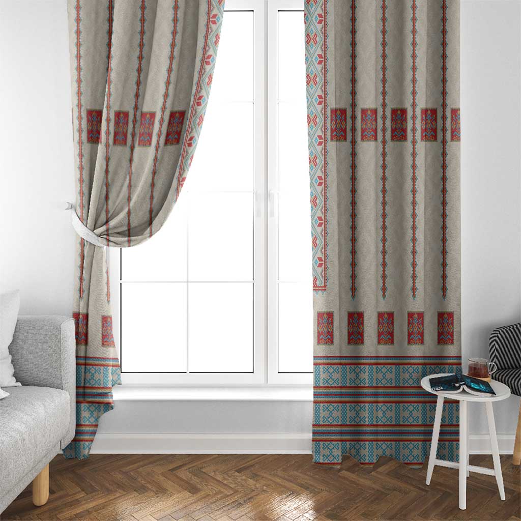 Lithuanian National Costume Window Curtain Traditional Folk Pattern - Wonder Print Shop