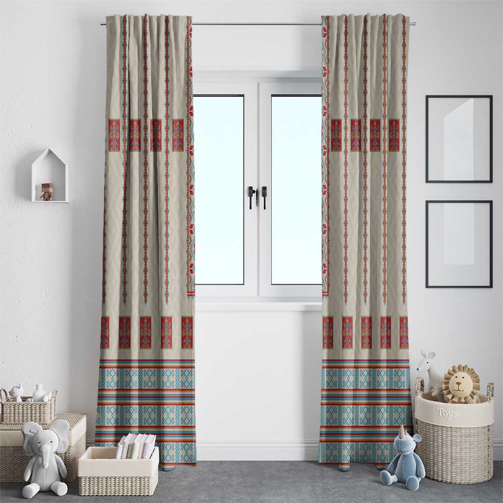 Lithuanian National Costume Window Curtain Traditional Folk Pattern - Wonder Print Shop