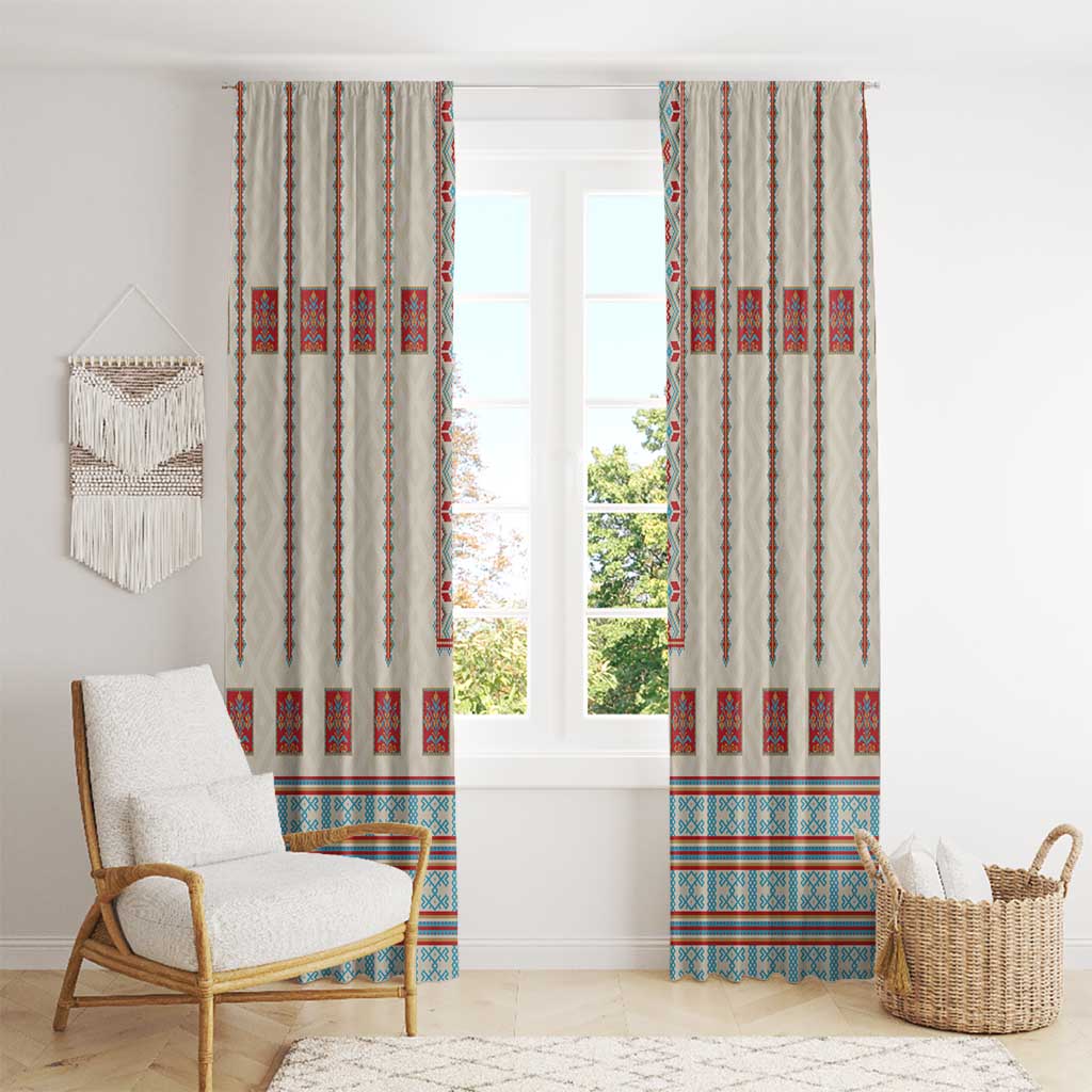 Lithuanian National Costume Window Curtain Traditional Folk Pattern - Wonder Print Shop
