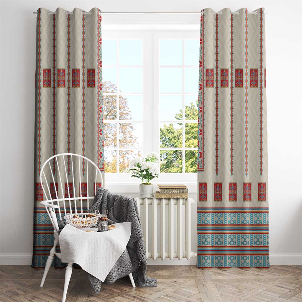 Lithuanian National Costume Window Curtain Traditional Folk Pattern - Wonder Print Shop