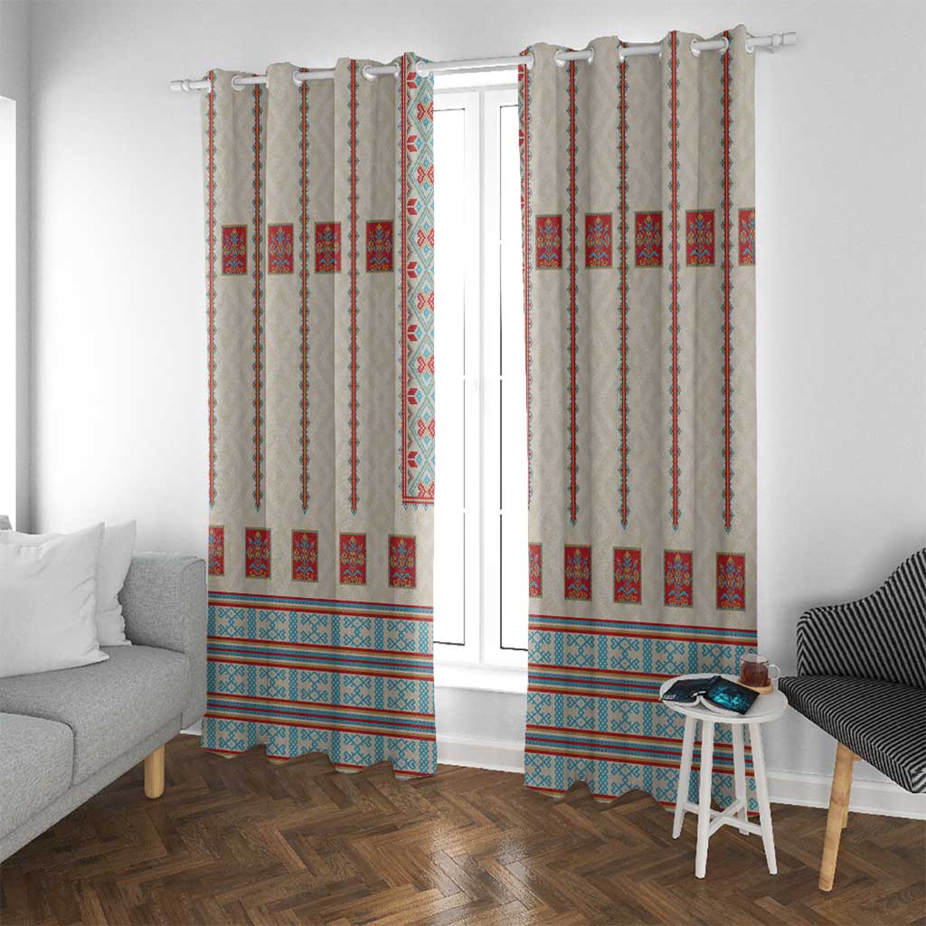 Lithuanian National Costume Window Curtain Traditional Folk Pattern - Wonder Print Shop