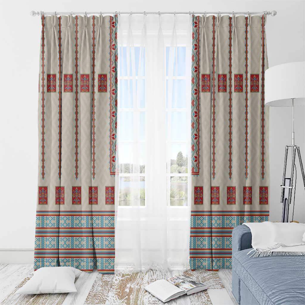 Lithuanian National Costume Window Curtain Traditional Folk Pattern - Wonder Print Shop