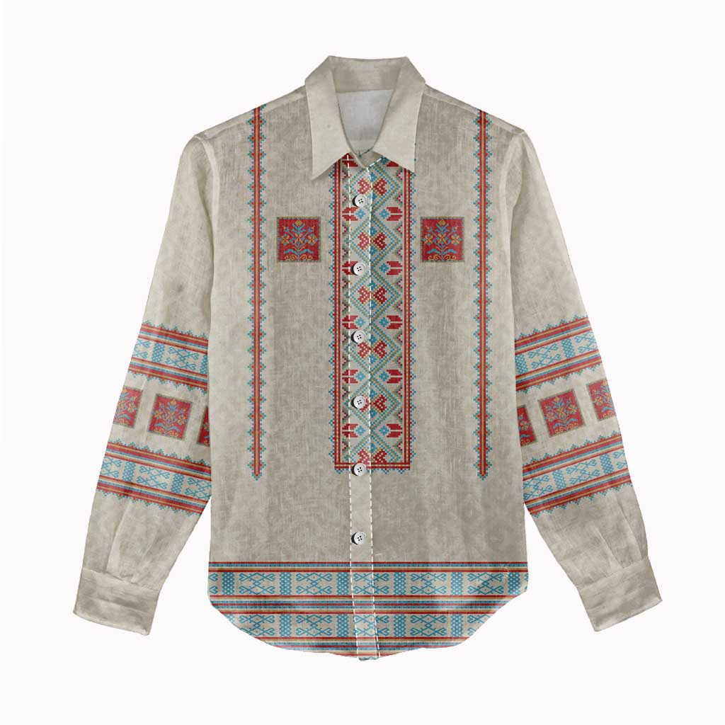 Lithuanian National Costume Women Casual Shirt Traditional Folk Pattern - Wonder Print Shop