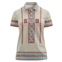 Lithuanian National Costume Women Polo Shirt Traditional Folk Pattern - Wonder Print Shop