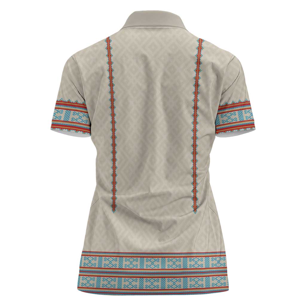 Lithuanian National Costume Women Polo Shirt Traditional Folk Pattern - Wonder Print Shop