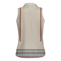 Lithuanian National Costume Women Sleeveless Polo Shirt Traditional Folk Pattern - Wonder Print Shop