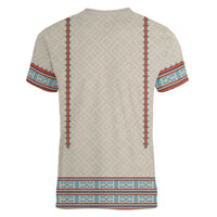 Lithuanian National Costume Women V-Neck T-Shirt Traditional Folk Pattern - Wonder Print Shop