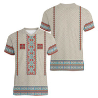 Lithuanian National Costume Women V-Neck T-Shirt Traditional Folk Pattern - Wonder Print Shop