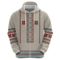 Lithuanian National Costume Zip Hoodie Traditional Folk Pattern - Wonder Print Shop