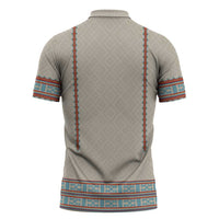 Lithuanian National Costume Zipper Polo Shirt Traditional Folk Pattern - Wonder Print Shop