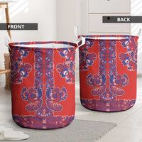 Red Russian National Costume Laundry Basket Rooster Motifs Traditional Folk Pattern - Wonder Print Shop