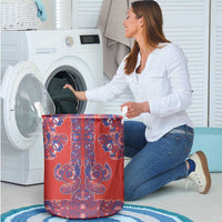 Red Russian National Costume Laundry Basket Rooster Motifs Traditional Folk Pattern - Wonder Print Shop