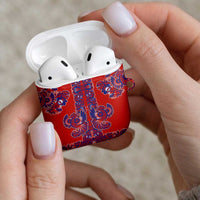 Red Russian National Costume AirPods Case Rooster Motifs Traditional Folk Pattern - Wonder Print Shop