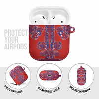 Red Russian National Costume AirPods Case Rooster Motifs Traditional Folk Pattern - Wonder Print Shop