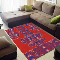Red Russian National Costume Area Rug Rooster Motifs Traditional Folk Pattern - Wonder Print Shop