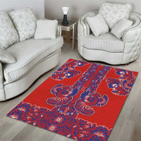Red Russian National Costume Area Rug Rooster Motifs Traditional Folk Pattern - Wonder Print Shop