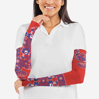 Red Russian National Costume Arm Sleeves Rooster Motifs Traditional Folk Pattern - Wonder Print Shop