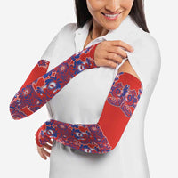 Red Russian National Costume Arm Sleeves Rooster Motifs Traditional Folk Pattern - Wonder Print Shop