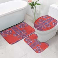 Red Russian National Costume Bathroom Set Rooster Motifs Traditional Folk Pattern - Wonder Print Shop