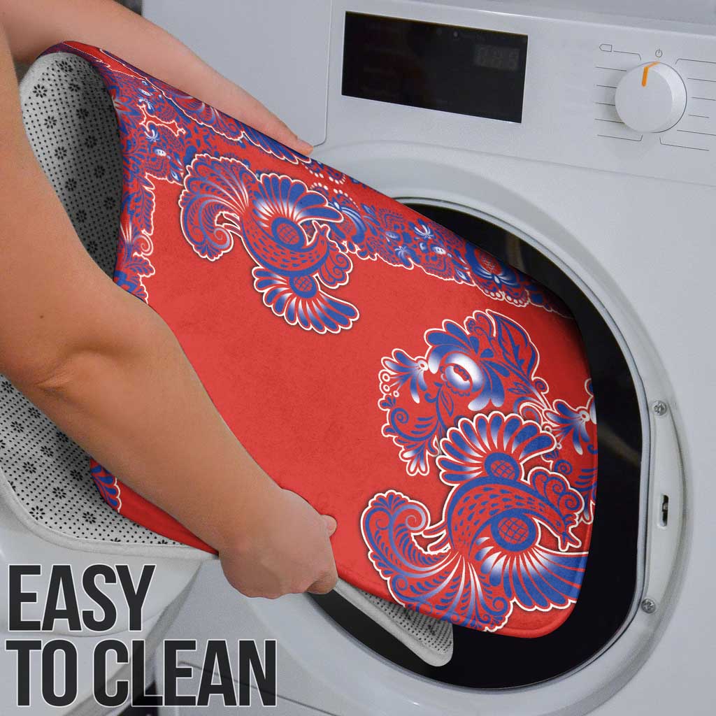 Red Russian National Costume Bathroom Set Rooster Motifs Traditional Folk Pattern - Wonder Print Shop