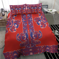 Red Russian National Costume Bedding Set Rooster Motifs Traditional Folk Pattern - Wonder Print Shop