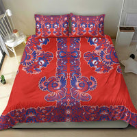 Red Russian National Costume Bedding Set Rooster Motifs Traditional Folk Pattern - Wonder Print Shop