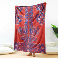 Red Russian National Costume Blanket Rooster Motifs Traditional Folk Pattern - Wonder Print Shop