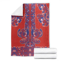 Red Russian National Costume Blanket Rooster Motifs Traditional Folk Pattern - Wonder Print Shop
