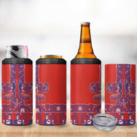 Red Russian National Costume 4 in 1 Can Cooler Tumbler Rooster Motifs Traditional Folk Pattern - Wonder Print Shop
