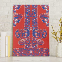 Red Russian National Costume Canvas Wall Art Rooster Motifs Traditional Folk Pattern - Wonder Print Shop