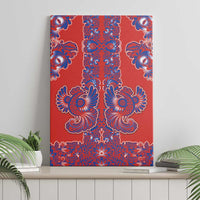 Red Russian National Costume Canvas Wall Art Rooster Motifs Traditional Folk Pattern - Wonder Print Shop