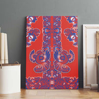 Red Russian National Costume Canvas Wall Art Rooster Motifs Traditional Folk Pattern - Wonder Print Shop