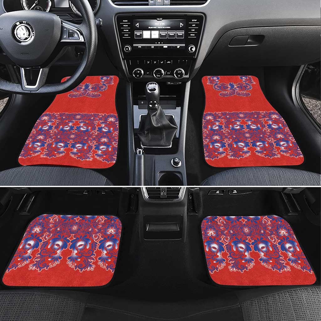 Red Russian National Costume Car Mats Rooster Motifs Traditional Folk Pattern - Wonder Print Shop