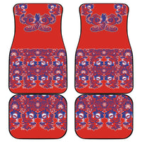 Red Russian National Costume Car Mats Rooster Motifs Traditional Folk Pattern - Wonder Print Shop
