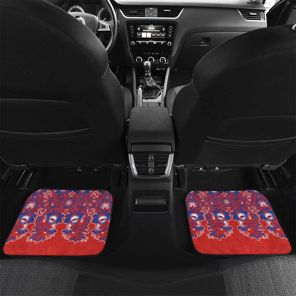 Red Russian National Costume Car Mats Rooster Motifs Traditional Folk Pattern - Wonder Print Shop