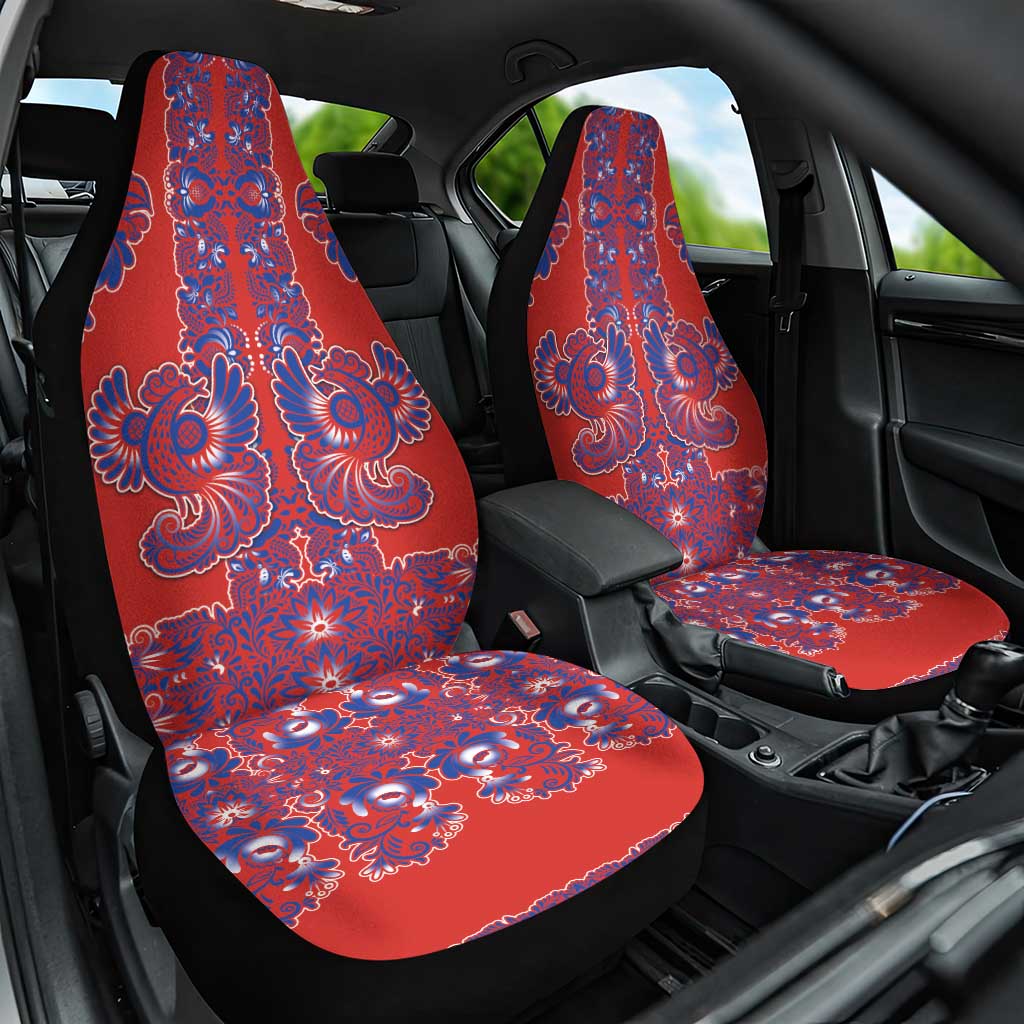 Red Russian National Costume Car Seat Cover Rooster Motifs Traditional Folk Pattern - Wonder Print Shop