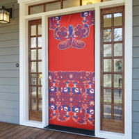 Red Russian National Costume Door Cover Rooster Motifs Traditional Folk Pattern - Wonder Print Shop