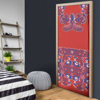 Red Russian National Costume Door Cover Rooster Motifs Traditional Folk Pattern - Wonder Print Shop