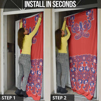 Red Russian National Costume Door Cover Rooster Motifs Traditional Folk Pattern - Wonder Print Shop