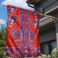 Red Russian National Costume Garden Flag Rooster Motifs Traditional Folk Pattern - Wonder Print Shop
