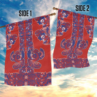 Red Russian National Costume Garden Flag Rooster Motifs Traditional Folk Pattern - Wonder Print Shop
